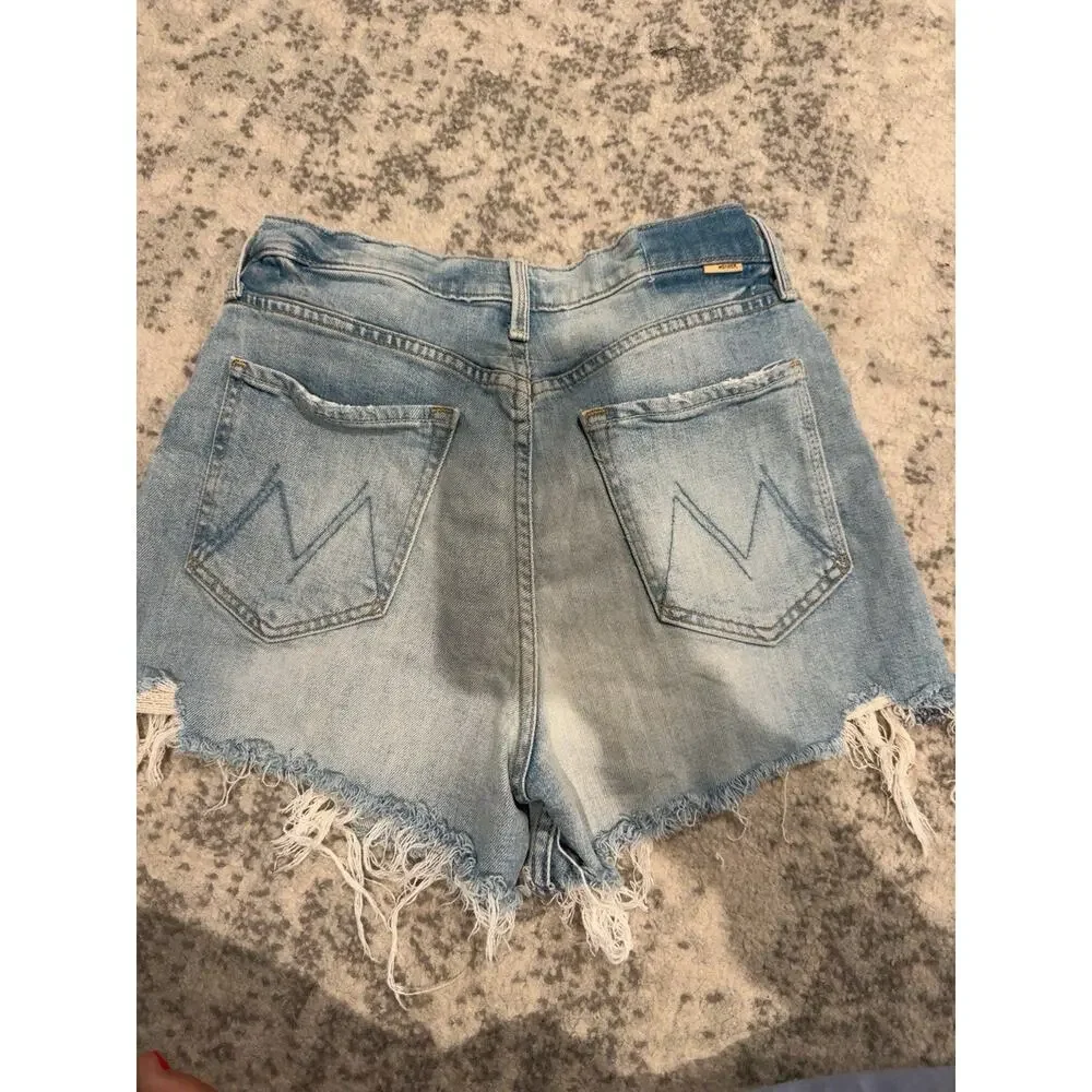 MOTHER Tomcat Kick Fray Denim Shorts I Confess Ultra High Rise Distressed